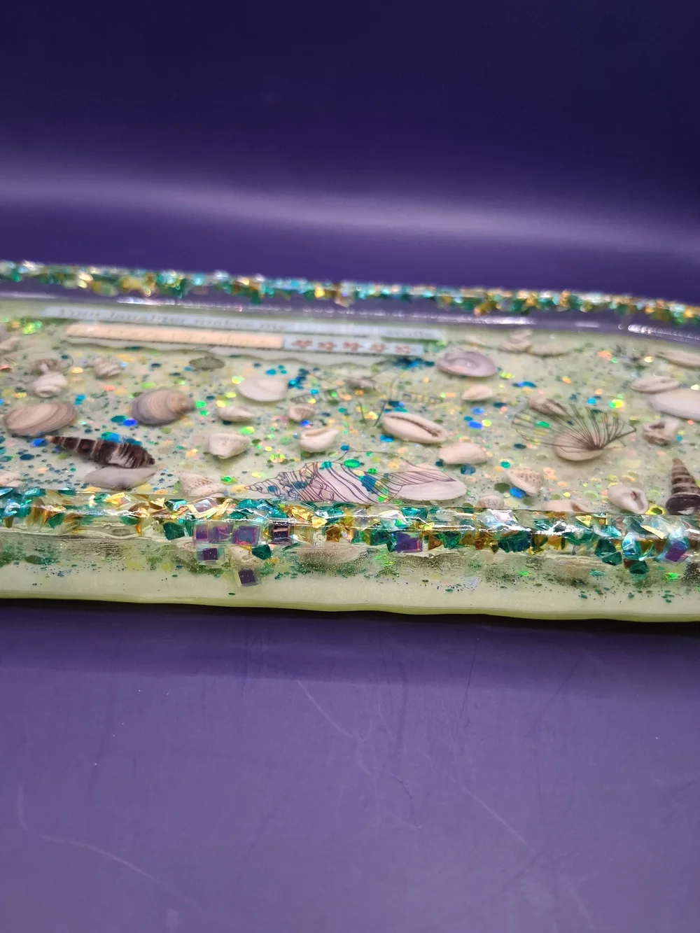 Handmade Coastal Shell Trinket Tray - Teal & Seafoam